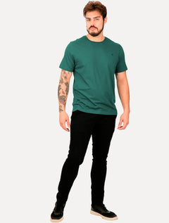 Camiseta Dudalina Masculina Essentials Modal Logo Verde Escuro