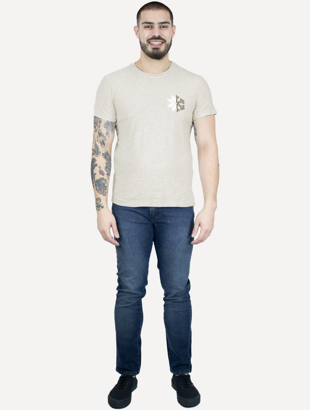 Camiseta Osklen Masculina Slim Rough Snow Icon Areia