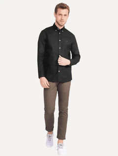 Camisa Tommy Hilfiger Masculina Regular Fit Classic Collar Preta