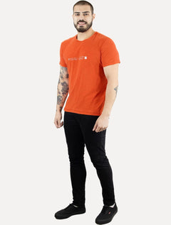Camiseta Osklen Masculina Slim Rough Osksurf Handmade Laranja
