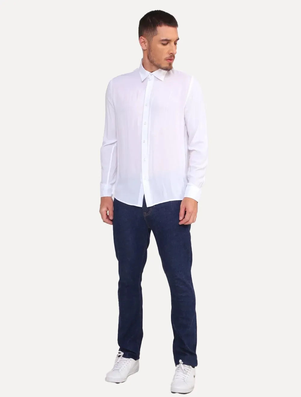 Calça Lacoste Jeans Masculina Slim Fit Cotton Denim Stretch Azul Escuro