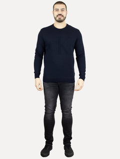 Suéter Calvin Klein Jeans Masculino Tricot Maxi CK Azul Marinho