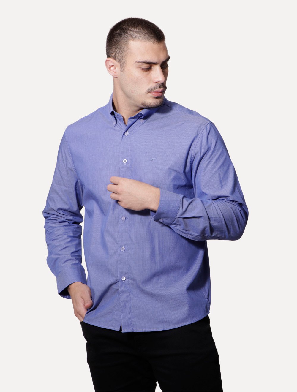 Camisa Ellus Masculina Tricoline Water Stripe Classic Azul