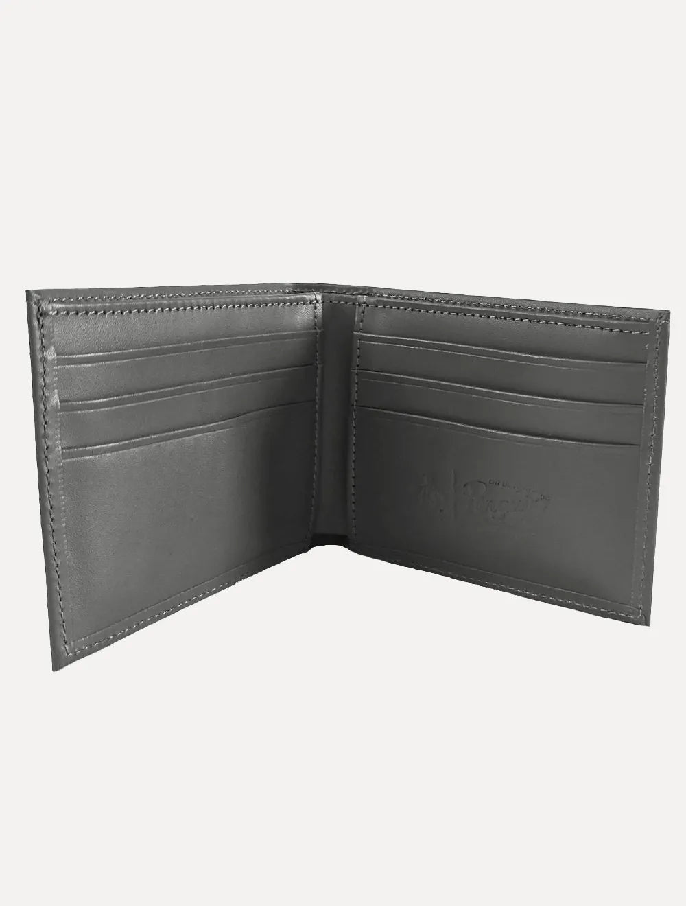 Carteira Original Penguin Masculina Couro Lisa Logo Grafite