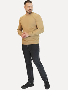 Moletom Masculino Crewneck Liso Cáqui