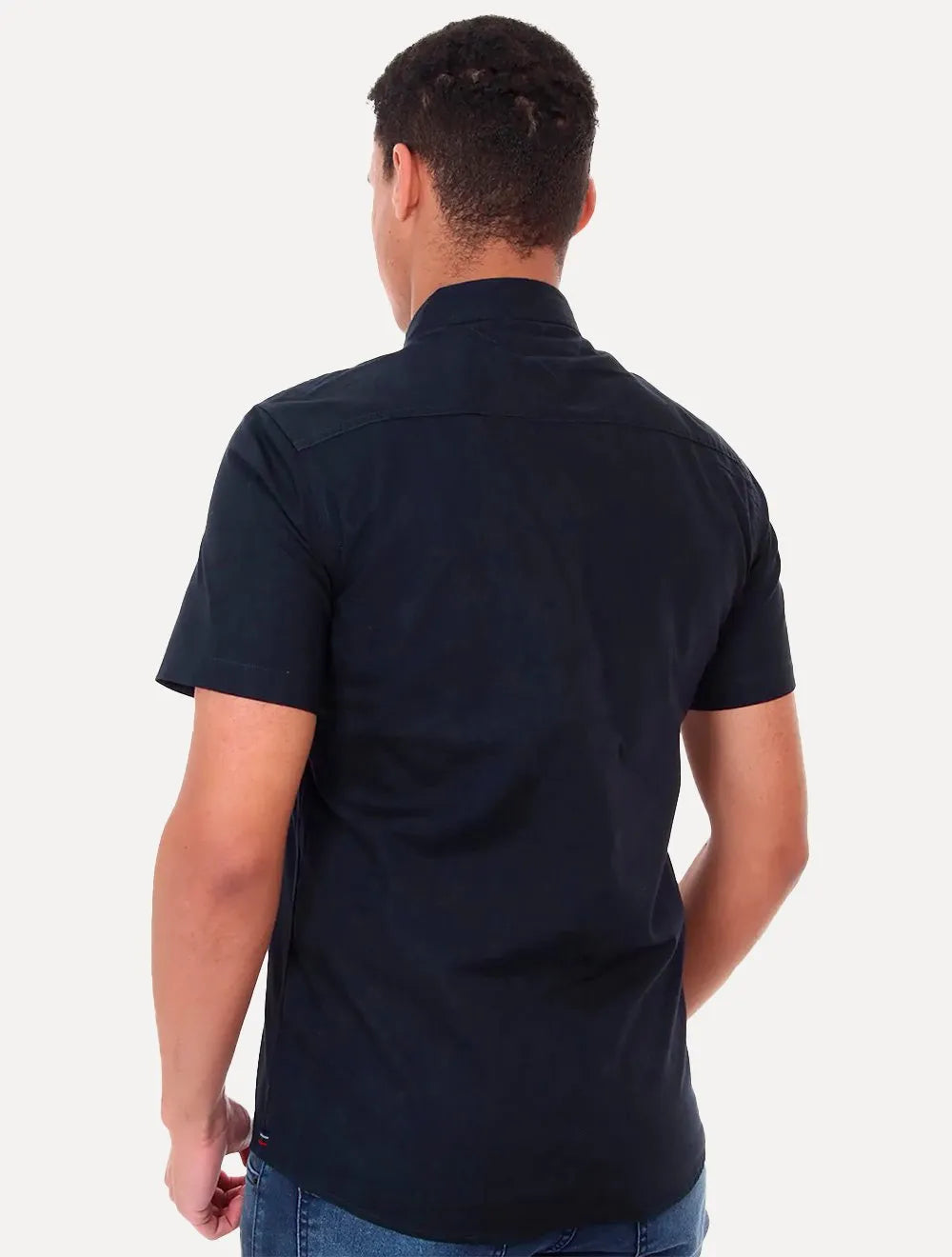 Camisa Tommy Hilfiger Masculina Manga Curta Light Oxford Azul Marinho
