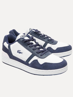 Tênis Lacoste Masculino Couro T-Clip Wht/Nvy Branco
