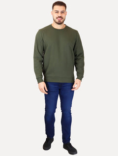 Moletom Calvin Klein Jeans Masculino Crewneck CK Small Bordado Verde Militar