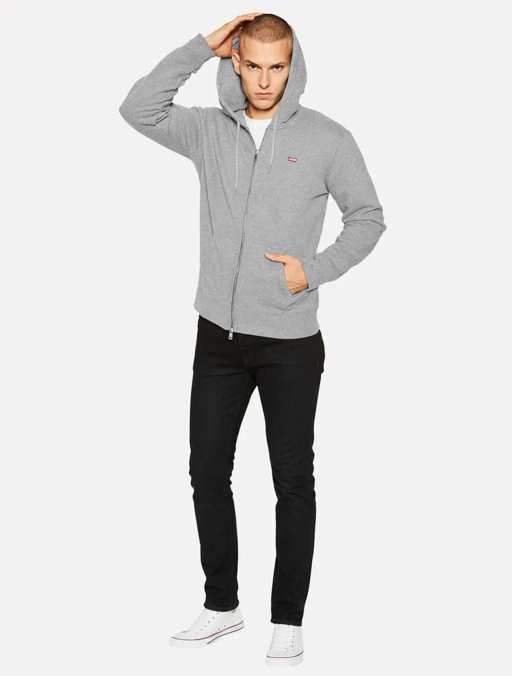 Moletom Levis Masculino Full Zip Hoodie Icon Cinza Mescla