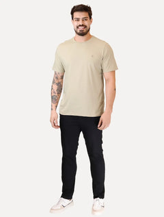 Camiseta Dudalina Masculina Essentials Modal Logo Cáqui Médio