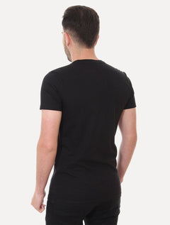 Camiseta Calvin Klein Swimwear Masculina V-Neck Slim Fit Logo Preta