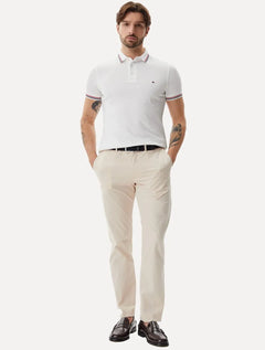 Polo Tommy Hilfiger Masculina Slim Tipped Collar Branca