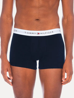 Cueca Tommy Hilfiger Cotton Stretch Trunk Azul Claro Marinho e Grafite Pack 3UN