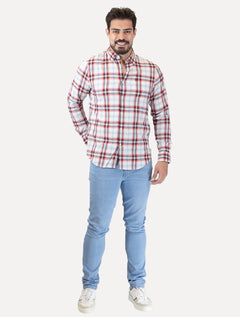 Camisa Original Penguin Masculina Regular Pocket Xadrez Vermelha
