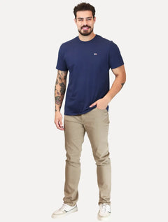 Calça Dudalina Jeans Masculina Slim Acetinada Cáqui