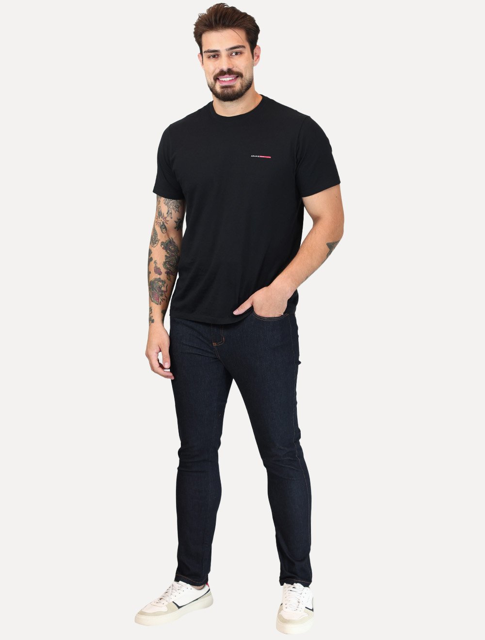 Calça Dudalina Jeans Masculina Skinny Stretch Classica Azul Escuro
