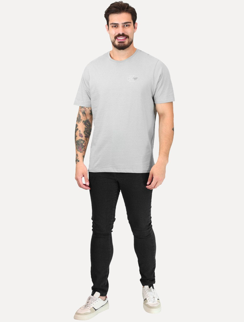 Camiseta Calvin Klein Jeans Naturals Outline CK Logo Cinza