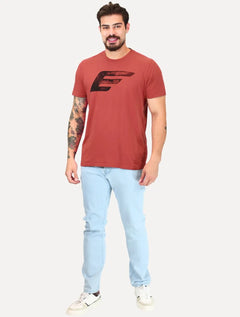 Camiseta Ellus Masculina Cotton Fine Maxi Splash Logo Vermelho Cereja