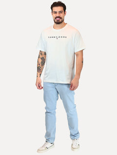 Camiseta Tommy Jeans Masculina Core Linear Logo Tee Branca