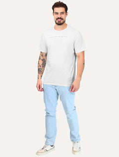 Camiseta Calvin Klein Jeans Masculina Meia Malha Logo Flow Branca