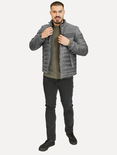 Jaqueta Ellus Masculina Nylon Bomber Gominhos Cinza
