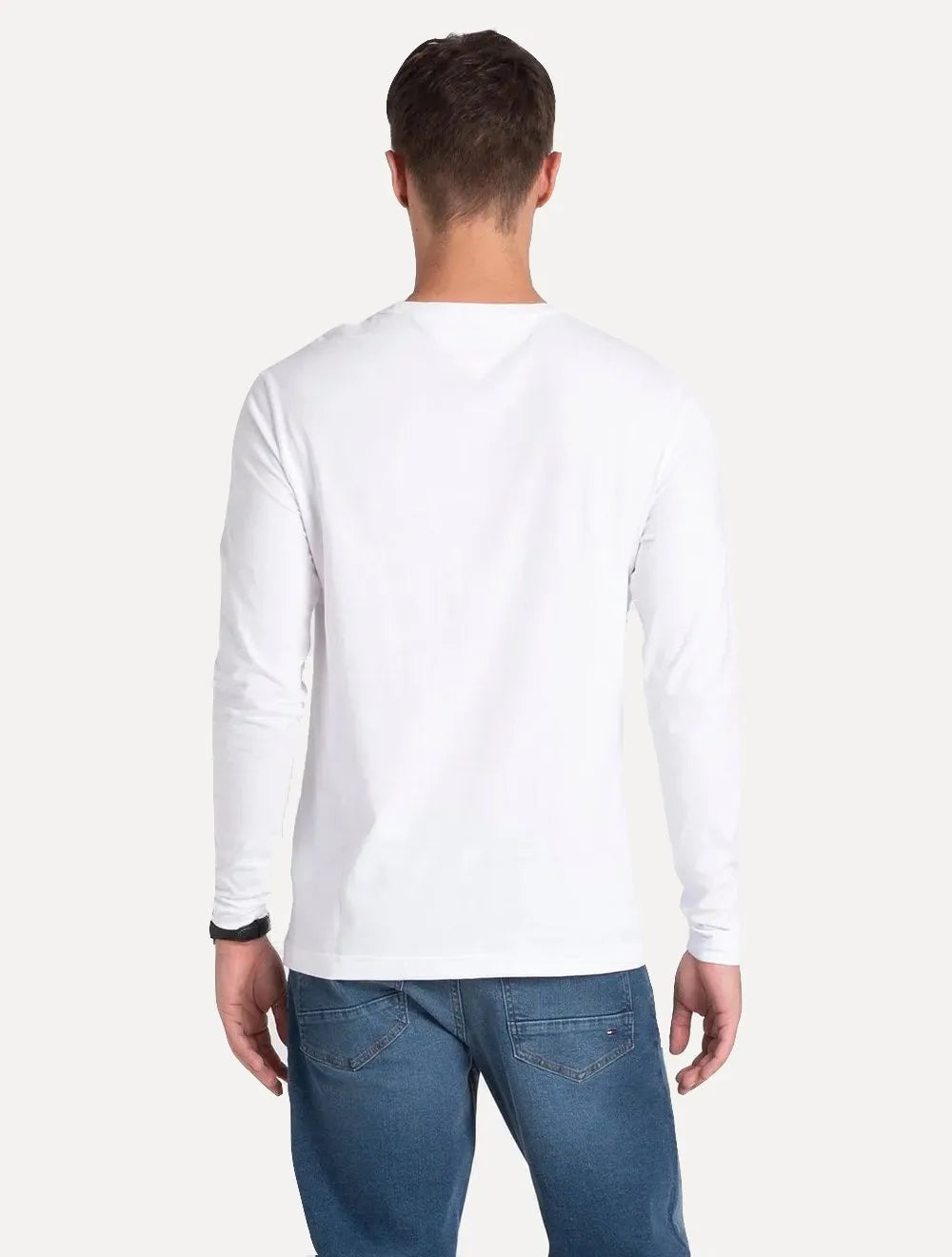 Camiseta Tommy Hilfiger Masculina Manga Longa Essential Cotton Branca