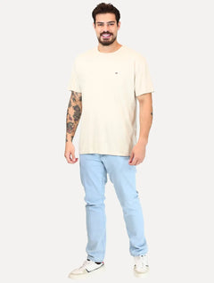 Camiseta Tommy Jeans Masculina Regular Jersey C-Neck Flag Areia