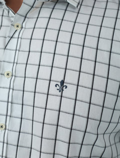 Camisa Dudalina Masculina Comfort Superfine Cotton Xadrez Branca