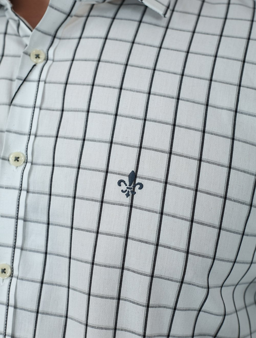 Camisa Dudalina Masculina Comfort Superfine Cotton Xadrez Branca