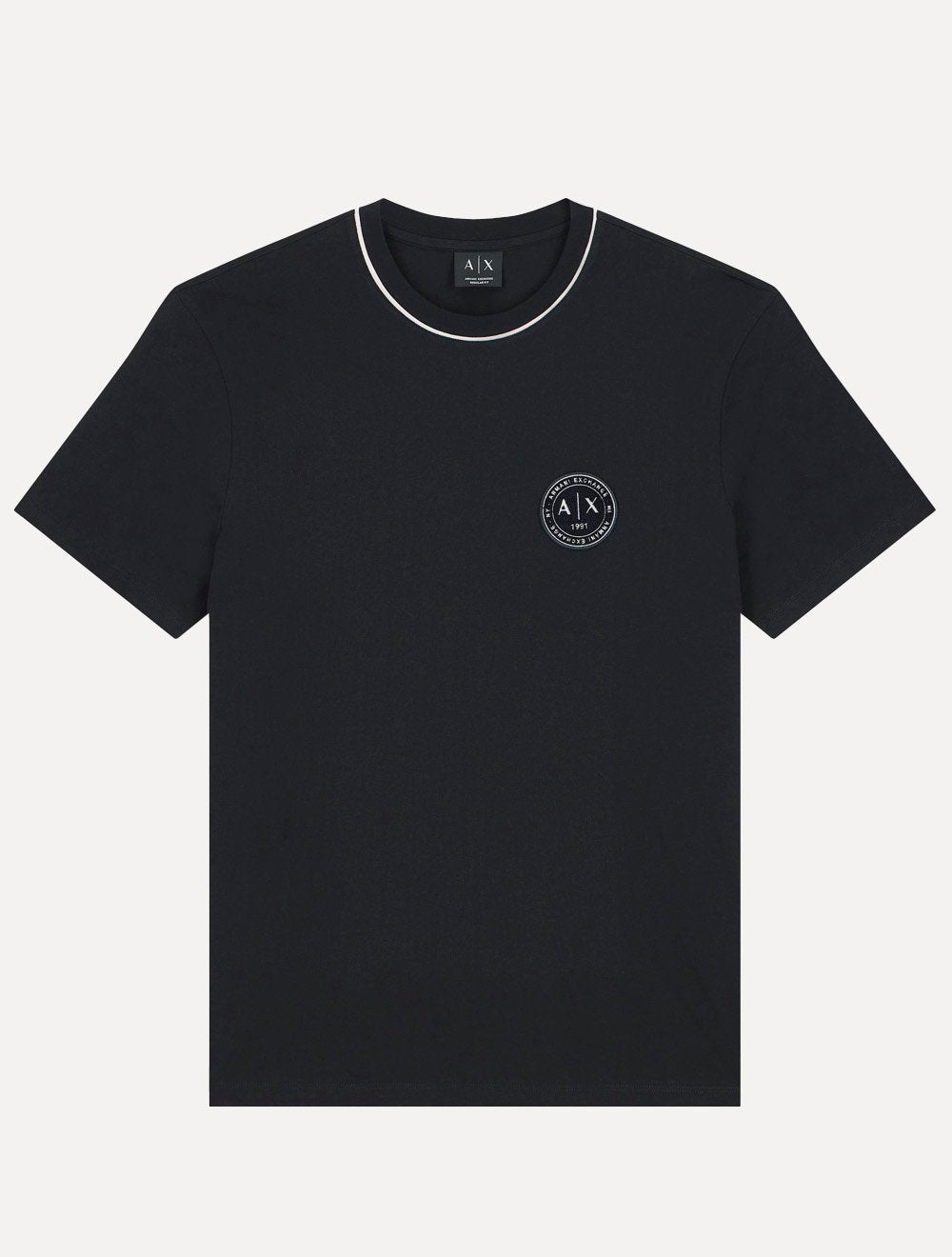 Camiseta Armani Exchange Masculina Regular Fit Patch Shield Logo Azul Marinho