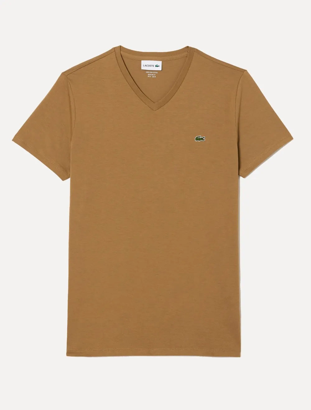 Camiseta Lacoste Masculina Jersey Pima Cotton Gola V Caqui