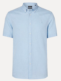 Camisa Aramis Masculina Manga Curta Slim Oxford Planalto Azul Claro