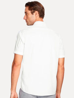 Camisa Aramis Masculina Manga Curta Tricoline Stretch Pocket Mono Branca
