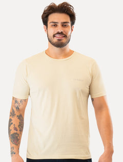 Camiseta Guess Masculina Small Silk Logo Off-White