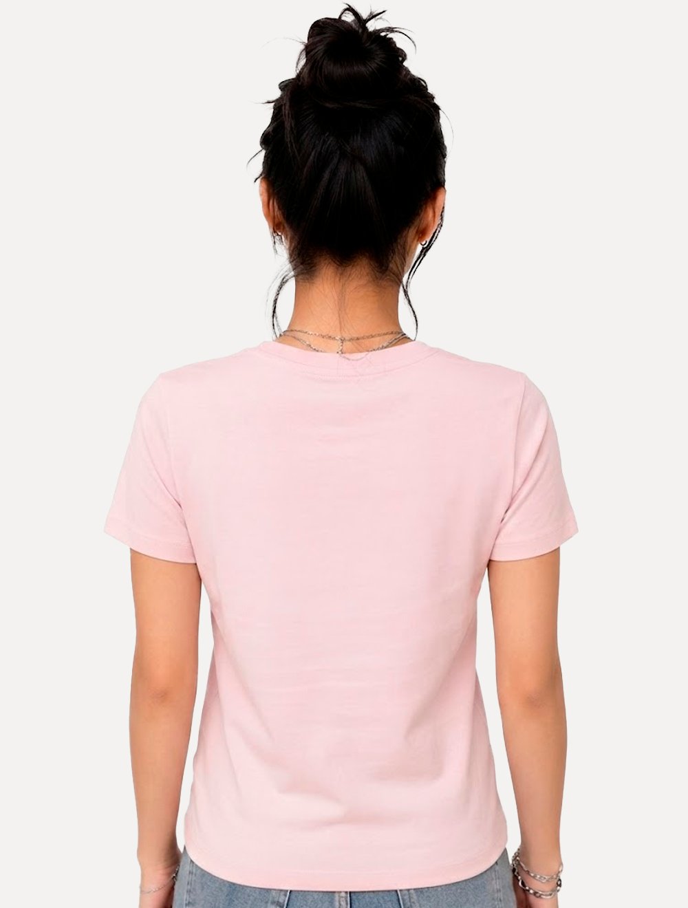 Camiseta Guess Feminina Bust Embroidery Logo Rosa Claro