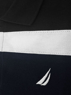 Polo Nautica Masculina Piquet Chest Sash Logo Sail Marinho/Preta