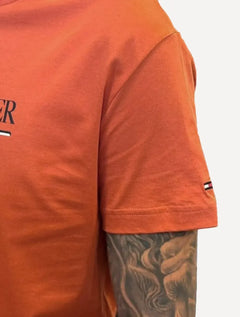 Camiseta Tommy Hilfiger Masculina Brand Love Big Laranja Escuro
