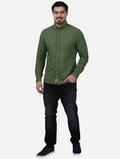 Camisa Tommy Hilfiger Masculina Oxford Regular Verde Sálvia