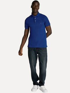Polo Tommy Hilfiger Masculina Slim Piquet 1985 Azul Lazuli