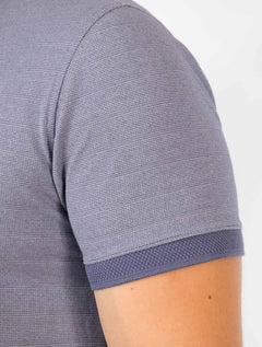 Polo Dudalina Masculina Malha Textura Azul Escuro