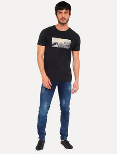 Camiseta Osklen Masculina Slim Vintage Triptico Preta