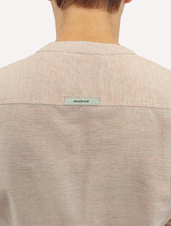 Camisa King & Joe Bata Masculina Manga Longa Henley Mini Listrada Laranja