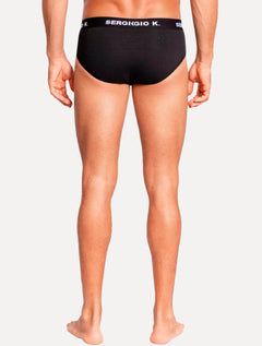 Cueca Sergio K Slip Preta Pack 2UN