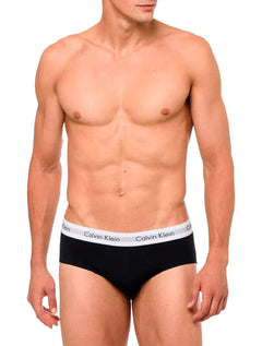 Cueca Calvin Klein Brief Cotton Stretch Classic Preta/ Branca/ Mescla Pack 3UN