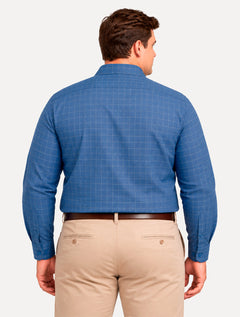 Camisa Dudalina Masculina Plus Size Comfort Superfine Cotton Xadrez Azul