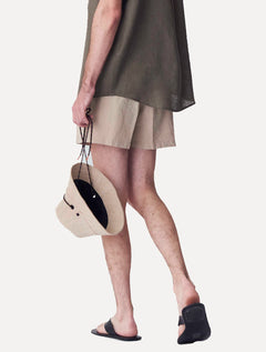 Short Osklen Masculino Fluid Linen Pleats Off-White