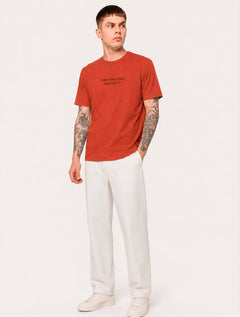 Camiseta Calvin Klein Jeans Masculina Logo New York Laranja