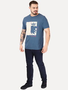 Camiseta Von der Volke Masculina Origineel Bloc Lion Azul Escuro