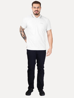 Polo Guess Masculina Piquet Silk Linear Friso Branca