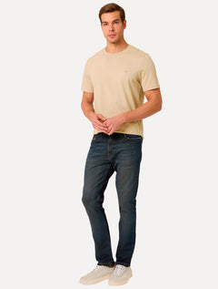 Camiseta Dudalina Masculina Essentials Modal Logo Cáqui Médio